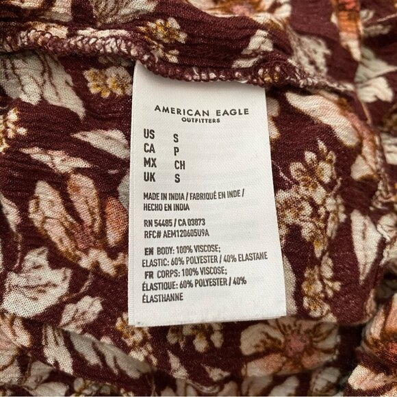 American Eagle Floral Brown Women's Top - Picture 4 of 4